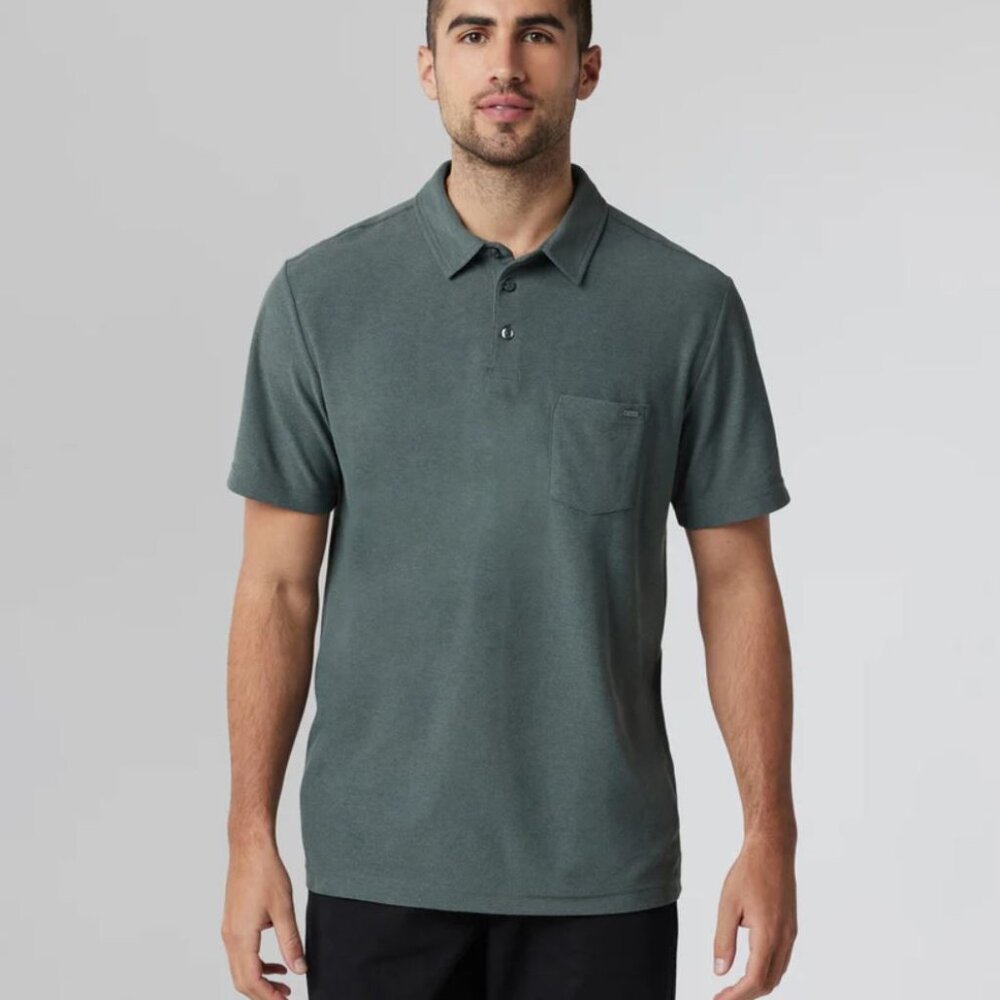 Vuori Men's Short-Sleeve Polo in Dusty Green